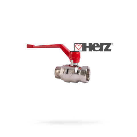 Robineti si fitinguri - Robinet cu bila HERZ DN20 - 3/4" FI-FE, maner maneta - alama nichelata