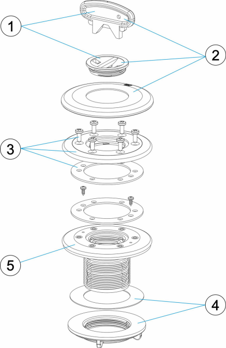 Priză aspirație AstralPool 00332 - Piscine liner - Sistem etanșare complet flanșă și garnituri - Filet 2" [3]