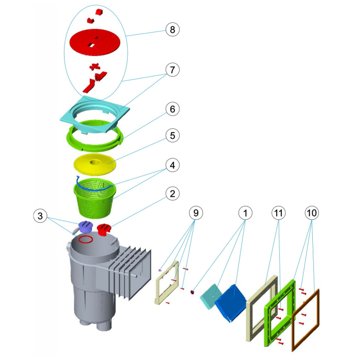 Skimmer AstralPool Beton 17.5 Litri - Deschidere Frontală Îngustă - Lungime Încastrare Scurtă - Inel Extensie [3]