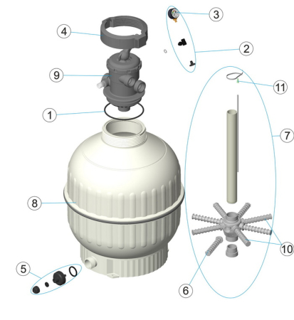 Filtru cu nisip AstralPool Cantabric D500 montaj superior 500mm 9m³h vana multiport 1½" piscine 54m³ [2]