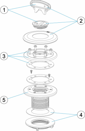 Priză aspirație AstralPool 00332 - Piscine liner - Sistem etanșare complet flanșă și garnituri - Filet 2" [2]