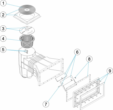 Skimmer AstralPool Liner 15.0 Litri - Deschidere Frontală Largă - Lungime Încastrare Standard - Capac Pătrat [2]