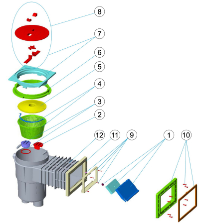 Skimmer AstralPool Beton 17.5 Litri - Deschidere Frontală Îngustă - Lungime Încastrare Standard - Inel Extensie [1]