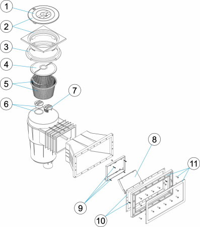 Skimmer AstralPool Liner 17.5 Litri - Deschidere Frontală Largă - Lungime Încastrare Standard - Inel Extensie [1]