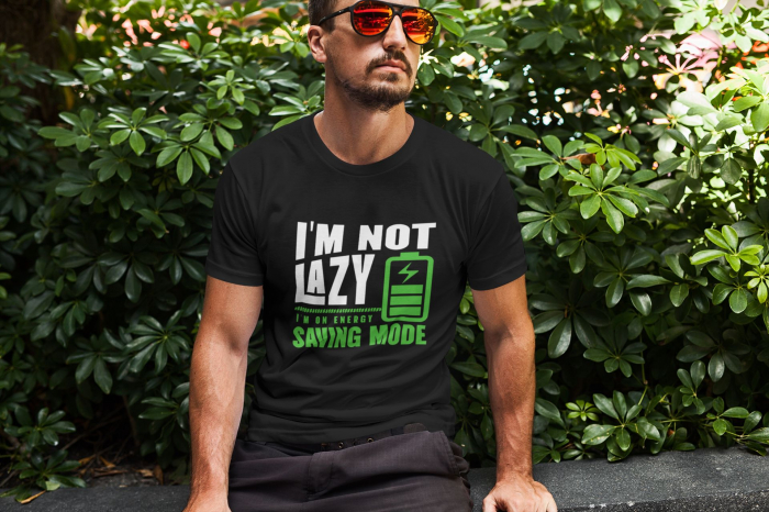 Tricou „I’m Not Lazy – Energy Saving Mode” – amuzant, bumbac 100% [2]