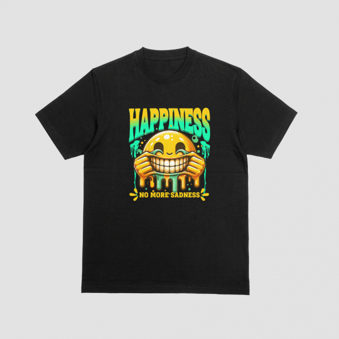 Tricou Happiness – No More Sadness Negru | Tricou Urban Streetwear | Hypewear.ro [1]
