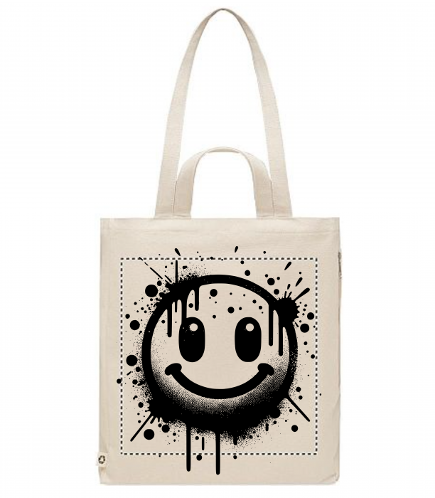 Sacoșă personalizabilă Smiley Ink din bumbac natural, multe culori și modele [5]