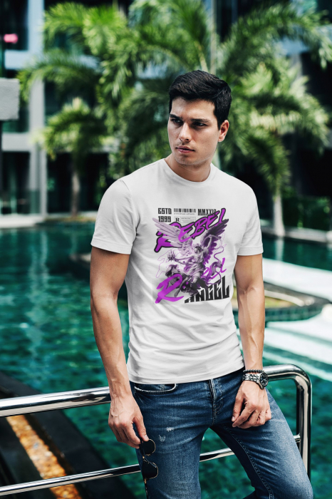 Tricou Rebel Angel – Înger cu aripi violet și mesaj urban | Hypewear.ro [1]