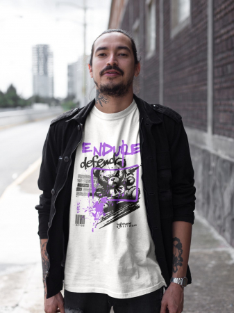 Tricou Endure Defend – ursuleț punk graffiti, alb, unisex, Hypewear.ro [1]