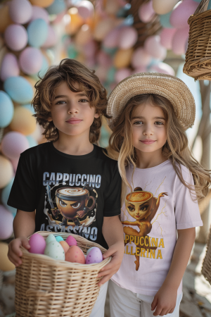 Tricouri personalizate haioase pentru copii – Bumbac 100% | Hypewear.ro - Tricouri copii Cappuccino Assassino & Ballerina | Set frate și soră | Hypewear.ro