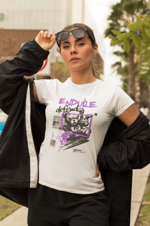 Tricouri personalizate pentru bărbați și femei - Tricou Endure Defend – ursuleț punk graffiti, alb, unisex, Hypewear.ro