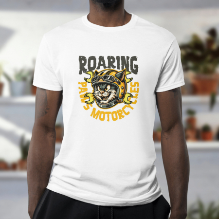 Tricouri cu animale funny – Umor vizual pe bumbac 100% | Hypewear.ro - Tricou Roaring Paws Motorcycle – Pisică Biker Funny | Hypewear