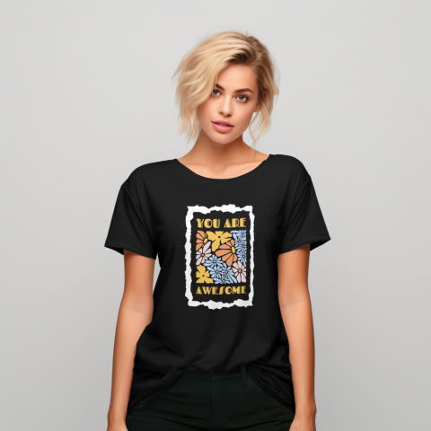 Tricouri personalizate pentru bărbați și femei - Tricou You Are Awesome | Mesaj pozitiv & floral | Hypewear.ro