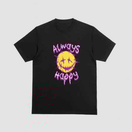 Tricouri personalizate pentru bărbați și femei - Tricou Always Happy – Smiley Ironic & Sârmă Ghimpată | Hypewear.ro