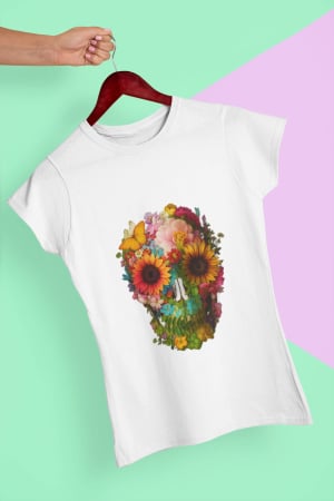 Tricouri Streetwear – Cultura urbană într-un design autentic | Hypewear.ro - Tricou-Bloom-Skull-Hypewear-front-white-black.jpg