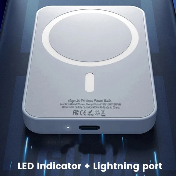 Baterie Magsafe 5000mAh, Putere 15W, Compatibila iPhone, Mufa Usb-C, Alb [2]