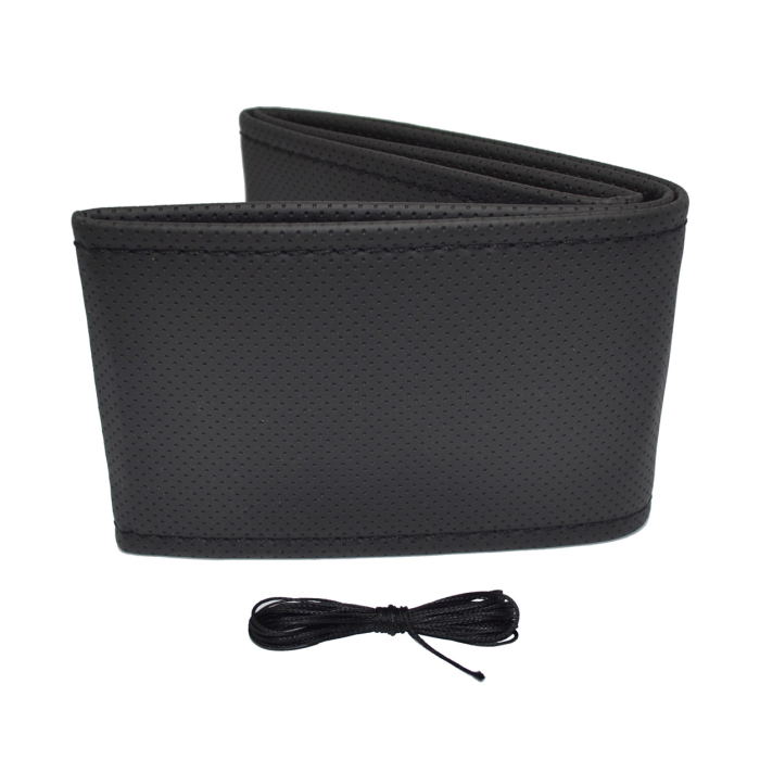 Husa volan OTOM din Piele Ecologica "Perforata" pentru autoturisme, diametru volan 37 - 39 cm, cu ac si ata Neagra [2]