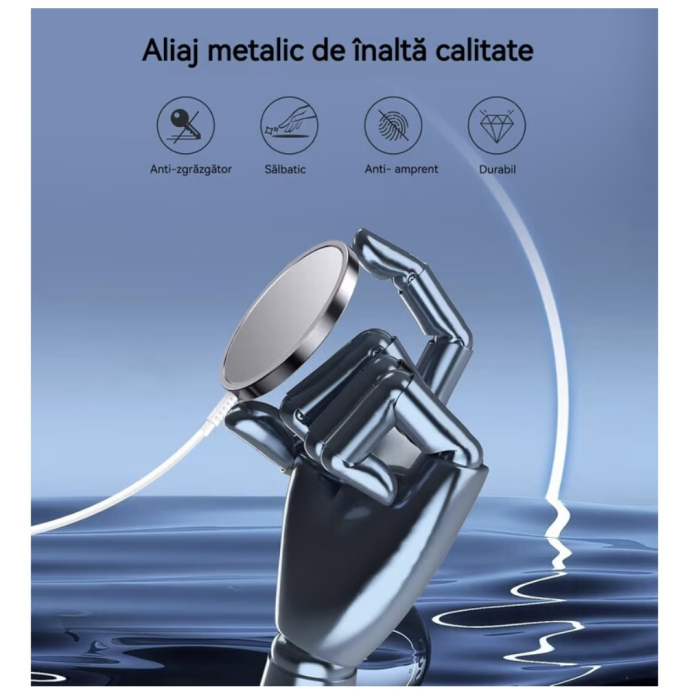 Incarcator Magnetic Wireless MagSafe, Incarcare Rapida 15W Fast-Charging, USB-C, compatibil iPhone 16/15/14/13/12/11 Pro Max, AirPods Pro/2, Samsung, Huawei, LG, Xiaomi, Alb [5]