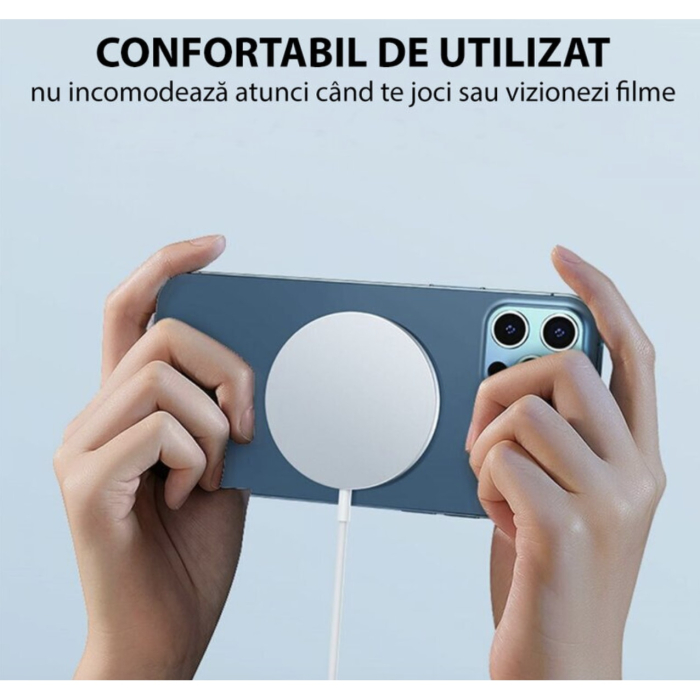 Incarcator Magnetic Wireless MagSafe, Incarcare Rapida 15W Fast-Charging, USB-C, compatibil iPhone 16/15/14/13/12/11 Pro Max, AirPods Pro/2, Samsung, Huawei, LG, Xiaomi, Alb [2]