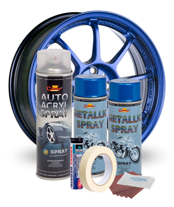 Kit complet reparatie si vopsire jante culoare Albastru Metalizat, V2 [2]
