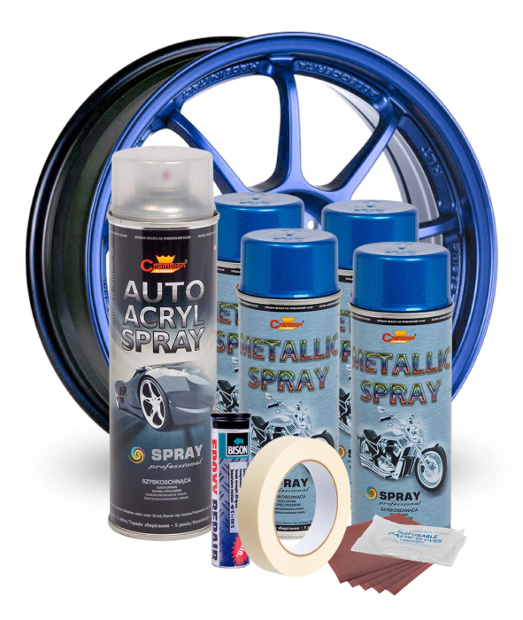Kit complet reparatie si vopsire jante culoare Albastru Metalizat, V4 [2]