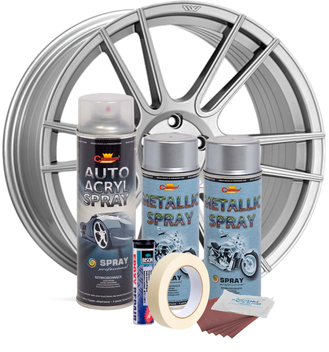 Kit complet reparatie si vopsire jante culoare Argintiu Metalizat, V2 [2]