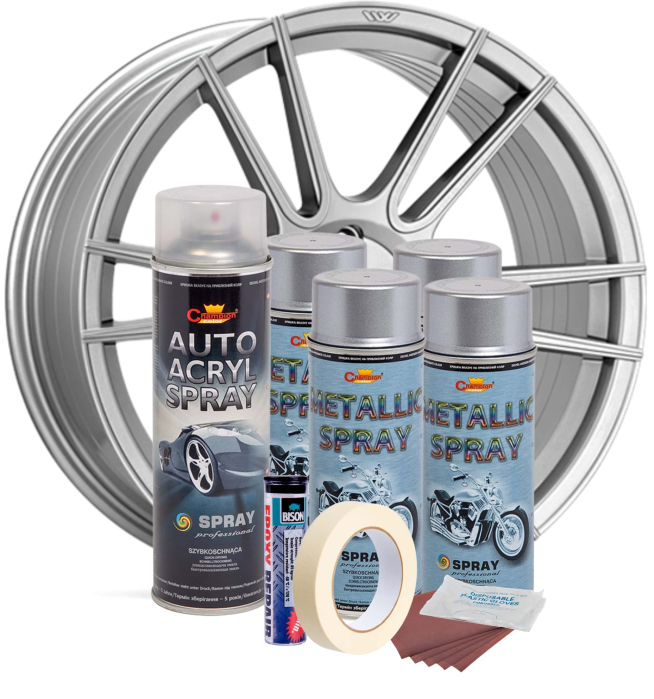 Kit complet reparatie si vopsire jante culoare Argintiu Metalizat, V4 [2]