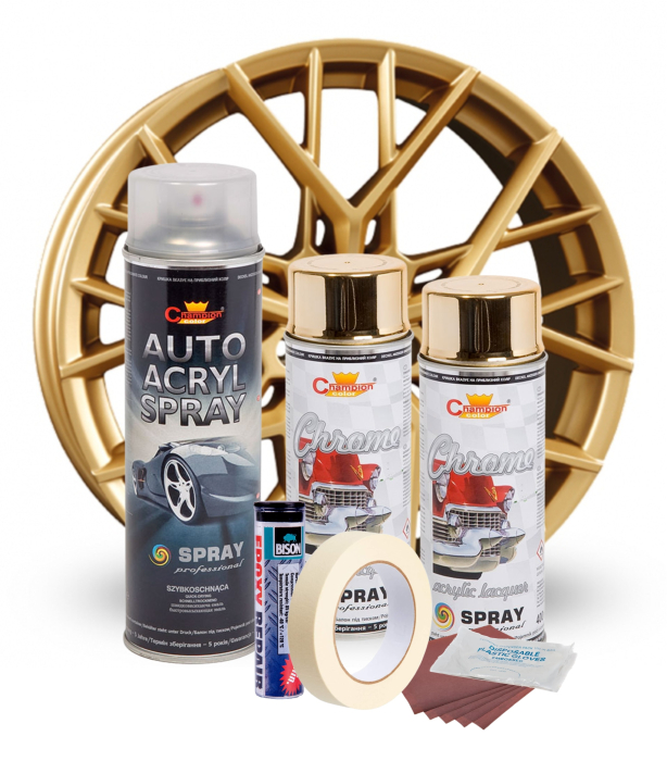 Kit complet reparatie si vopsire jante culoare Auriu Metalic, V2 [2]