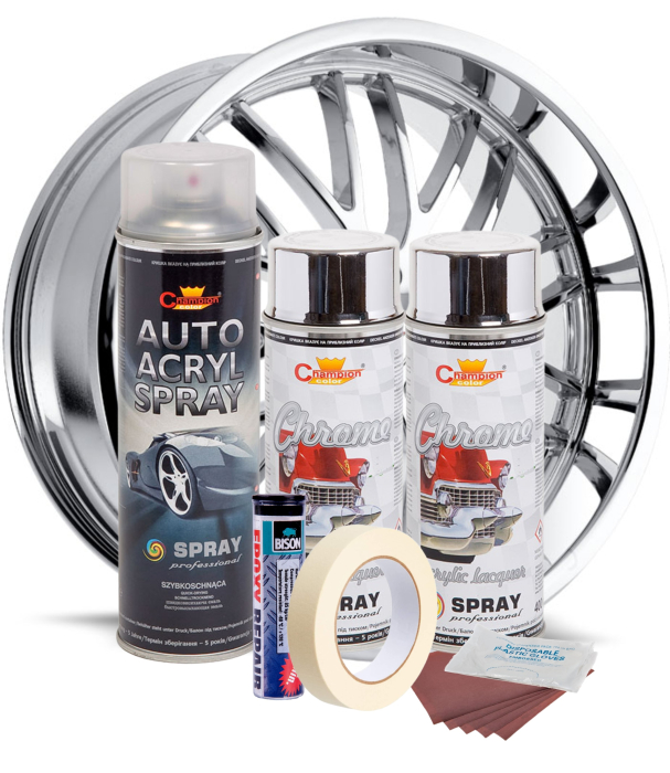 Kit complet reparatie si vopsire jante culoare Crom Metalic, V2 [2]