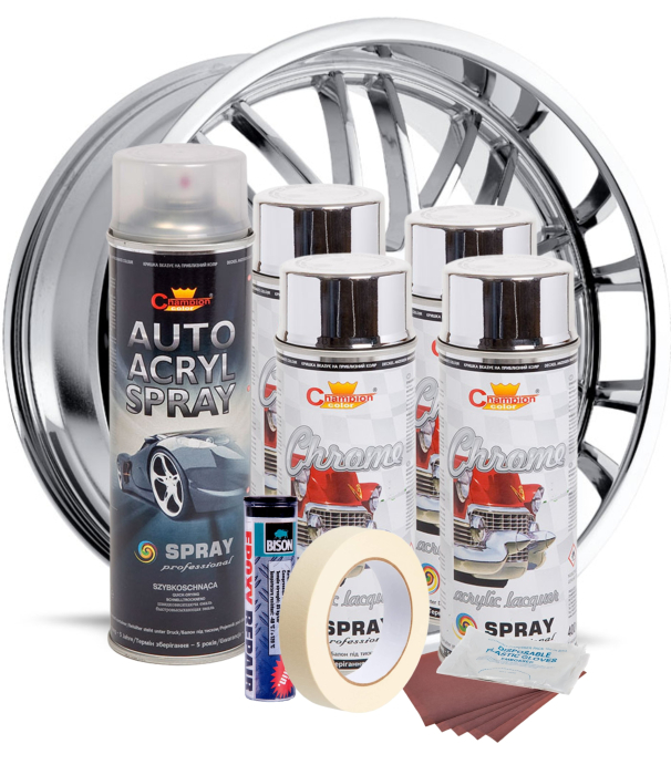 Kit complet reparatie si vopsire jante culoare Crom Metalic, V4 [2]