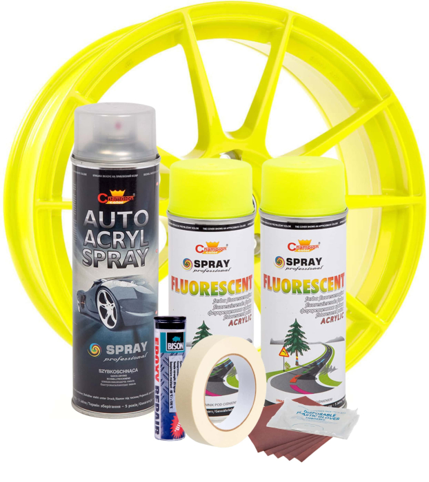 Kit complet reparatie si vopsire jante culoare Galben Fluorescent, V2 [2]