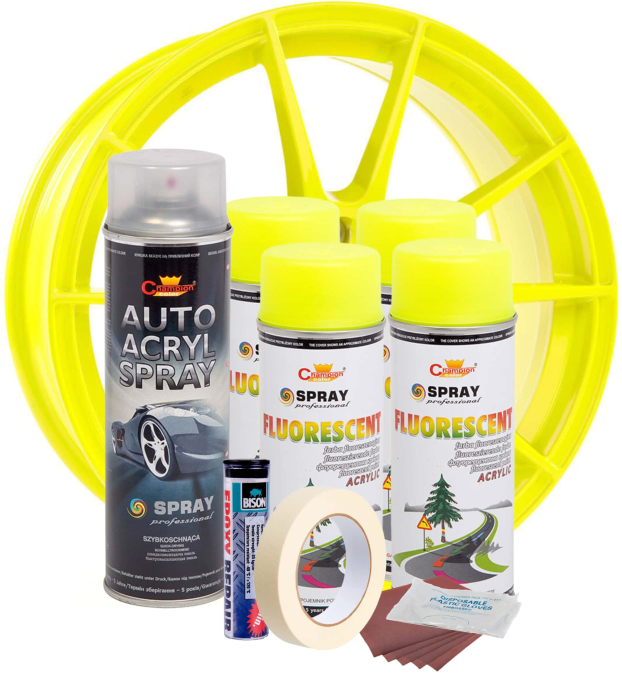 Kit complet reparatie si vopsire jante culoare Galben Fluorescent, V4 [2]