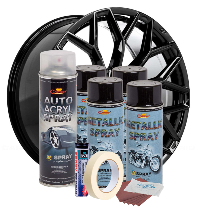 Kit complet reparatie si vopsire jante culoare Negru Metalizat, V4 [2]