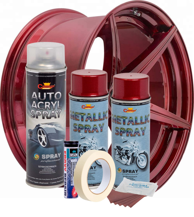 Kit complet reparatie si vopsire jante culoare Rosu Burgundy Metalizat, V2 [2]
