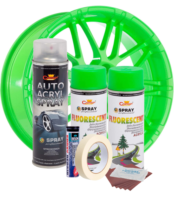 Kit complet reparatie si vopsire jante culoare Verde Fluorescent, V2 [2]