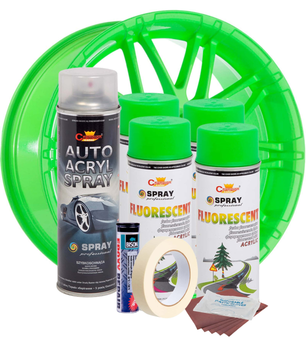 Kit complet reparatie si vopsire jante culoare Verde Fluorescent, V4 [2]