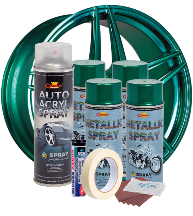 Kit complet reparatie si vopsire jante culoare Verde Metalizat, V4 [2]