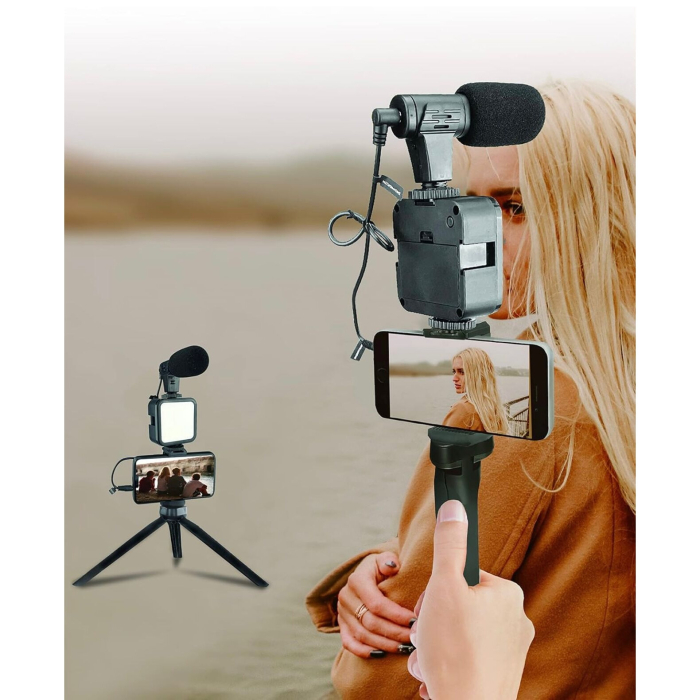 Kit Vlogging Profesional pentru filmari video, Luminozitate de 300 Lumen, Alimentare cu Baterii AA, Design Compact Negru [5]