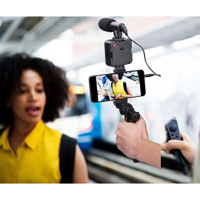 Kit Vlogging Profesional pentru filmari video, Luminozitate de 300 Lumen, Alimentare cu Baterii AA, Design Compact Negru [3]