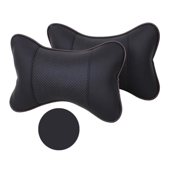 Set 2 buc. perne tetiere auto, pentru sustinere gat din piele ecologica, culoare NEGRU [2]