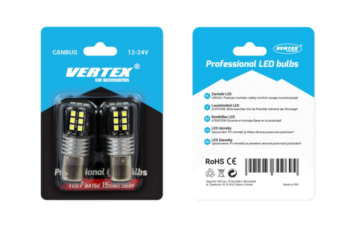 Set becuri auto cu LED CANBUS compatibil P21/5W BA15D 15 SMD 7.5W Alb 12/24V, destinat competitiilor auto sau off-road [2]