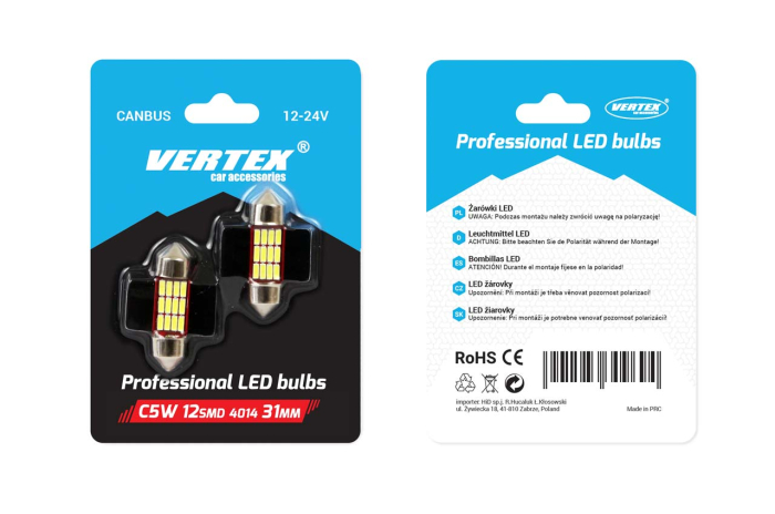 Set becuri auto cu LED CANBUS sofit compatibil C5W 12 SMD 31mm Alb 12/24V, destinat competitiilor auto sau off-road [2]