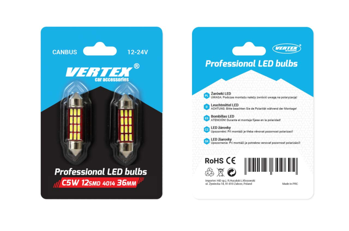 Set becuri auto cu LED CANBUS sofit compatibil C5W 12 SMD 36mm Alb 12/24V, destinat competitiilor auto sau off-road [2]