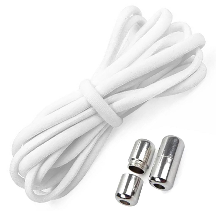 Sireturi elastice SMART pentru incaltaminte cu clema metalica, culoare alba [2]