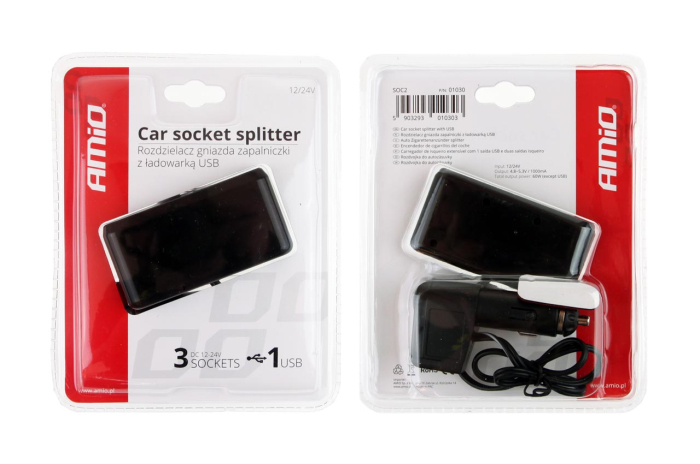 Splitter bricheta auto SOC2 3+1 USB [2]