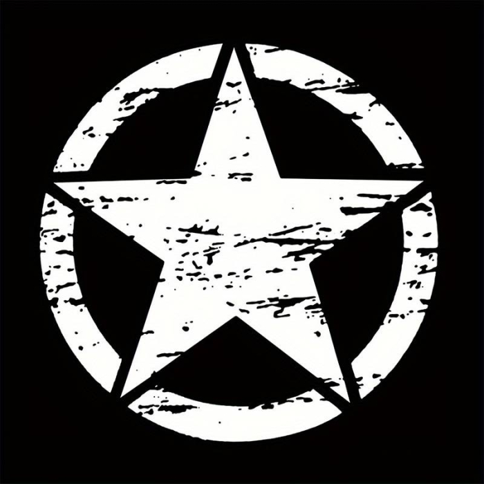 Sticker autoadeziv pentru vehicule Off Road, model "Rusted Army Star", dimensiune 50 x 50 cm, culoare Alba [2]