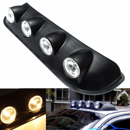 Accesorii Off-Road - Ansamblu format din 4 proiectoare cu becuri H3 cu halogen, montaj pe plafon sau capota, alimentare 12V, lungime 100cm, destinat vehiculelor Off-Road