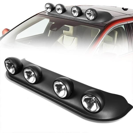 Accesorii Off-Road - Ansamblu format din 4 proiectoare cu Led si Angel Eyes, montaj pe plafon sau capota, alimentare 12V, lungime 85cm, destinat vehiculelor Off-Road