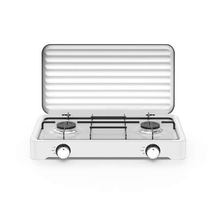 Aragaz de mici dimensiuni cu doua arzatoare pentru soferii de camion, rulote, camping, calatorii, dimensiune 47 x 27cm, culoare Alba [1]