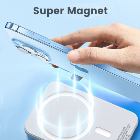 Baterie Magsafe 5000mAh, Putere 15W, Compatibila iPhone, Mufa Usb-C, Alb [3]